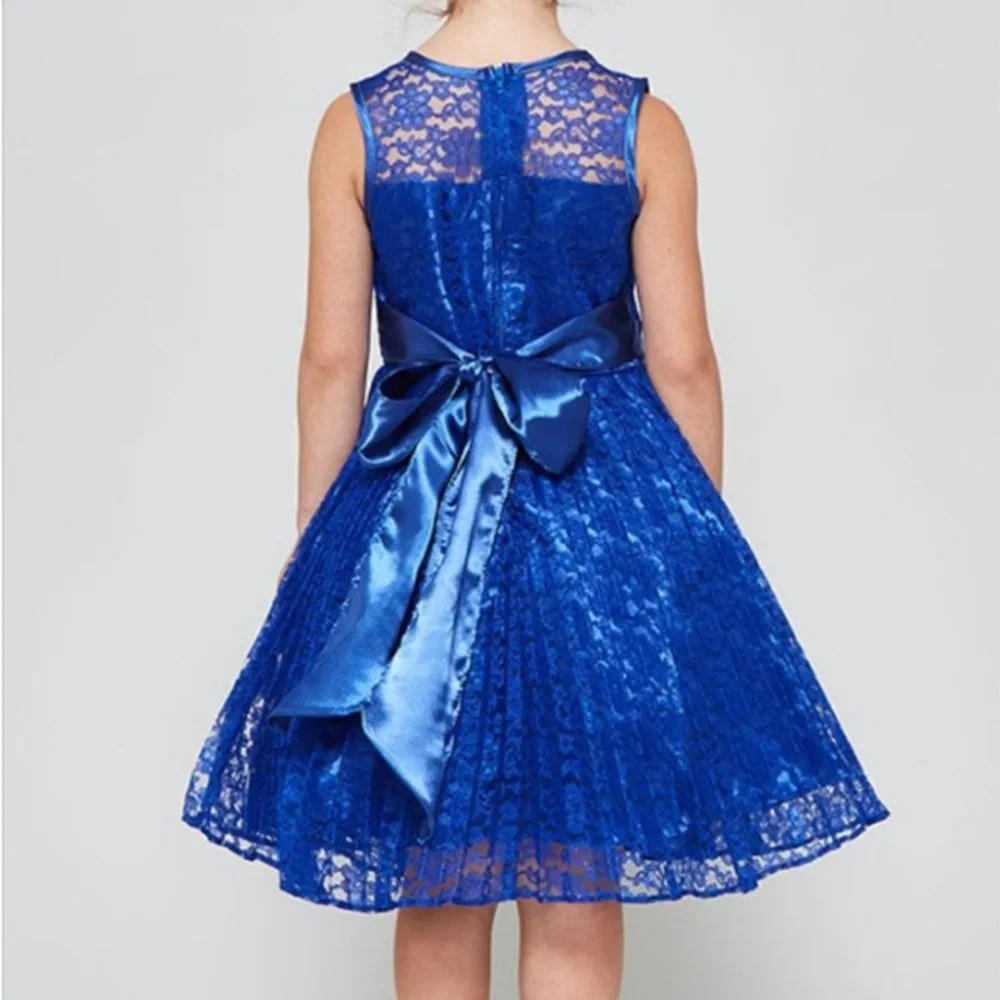 Big Girls Lace Overlaid Rhinestones Junior Bridesmaid Flower Girl Dress Junior